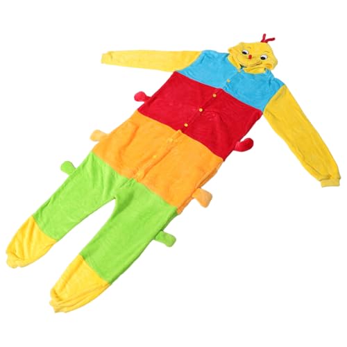 Yardenfun Flanell Caterpillar Schlafanzug für Erwachsene Bunter Cartoon Einteiler Weiche Warmes Winter-loungewear Halloween Party Kleidung für Männer und Xl von Yardenfun