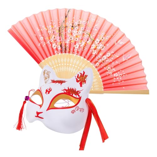 Yardenfun Fox Maske mit Fächer Japanischer Stil Faltbar Halbe Tiermaske für Halloween Cosplay Festival Damen und Herren Vielseitig für Kostümpartys und Verkleidungen Yardenfun Fox Maske mit Fächer Japanischer Stil Faltbar Halbe Tiermaske für Halloween Cosplay Festival Damen und Herren Vielseitig für Kostümpartys und Verkleidungen von Yardenfun