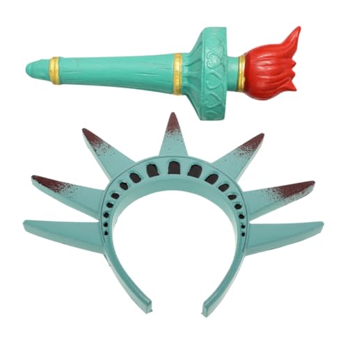 Yardenfun Freiheitsstatue Kostüm Krone und Fackel Verstellbares Stirnband für Erwachsene Halloween Party Cosplay Zubehör Patriotic Kopfbedeckung von Yardenfun