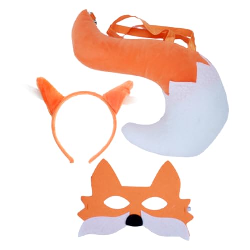 Yardenfun Fuchs Kostüm Teilig mit Fuchsohren Haarreif Fuchsschwanz und Maske Langlebig und Geeignet als Tierkostüm für Halloween Karneval Cosplay und Party von Yardenfun