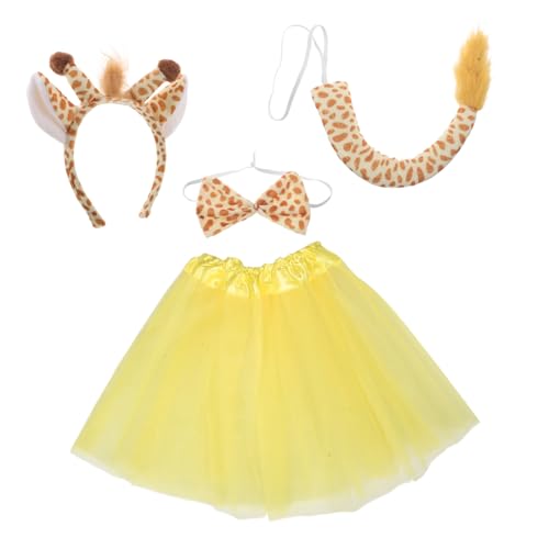 Yardenfun Giraffen Kostüm mit Verstellbarem Hirschgeweih Haarreif Schleife und Tütü Rock Weiches Leichtes Tierkostüm Zubehör für Halloween Cosplay und Partyspaß von Yardenfun