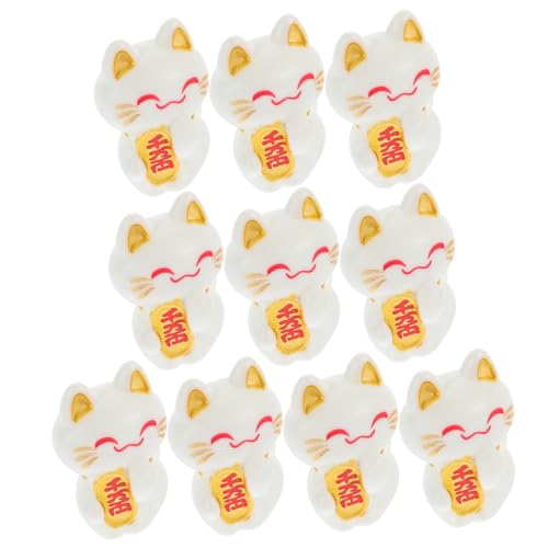 Yardenfun Glückskatze Winkekatze Deko Katzenfiguren Miniatur Winkekatzen Figuren Glücksbringer Für Mikro Landschaften Niedliche DIY Dekoration Für Auto Und Schreibtisch Weiße Glückskatze Modell von Yardenfun