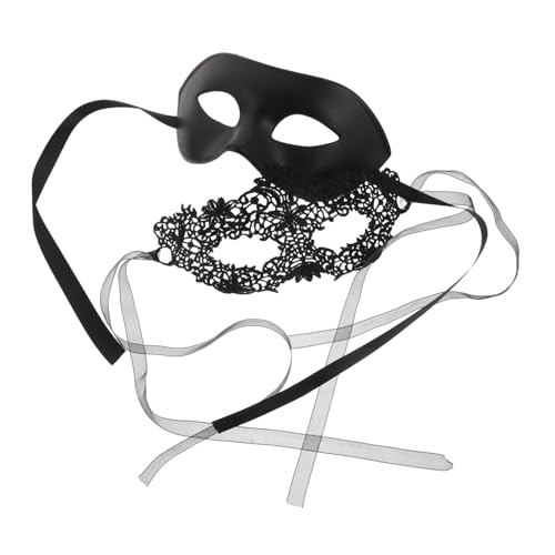 Yardenfun Halbgesicht Spitzen Masken für Venezianische Ballkostüm Maske mit Floraler Verzierung Eleganter Schwarzer Spitzen Look Komfortabel Geformt für Maskenball und Halloween Party von Yardenfun