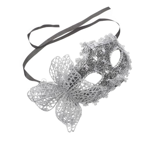 Yardenfun Halbgesichts Maske Schmetterlingsdesign Schwarz Silber Leichte Verstellbare Masquerade Ball Maske für Damen Komfortabel Atmungsaktiv Inklusive Trageband für Karneval Halloween von Yardenfun