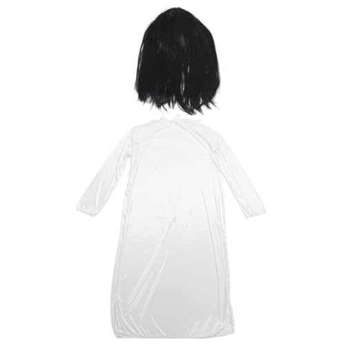 Yardenfun Halloween Ghost Bride Kostüm Weißes Horror Outfit mit Schwarzer Perücke für Damen Gruselige Verkleidung Halloween Party Karneval von Yardenfun