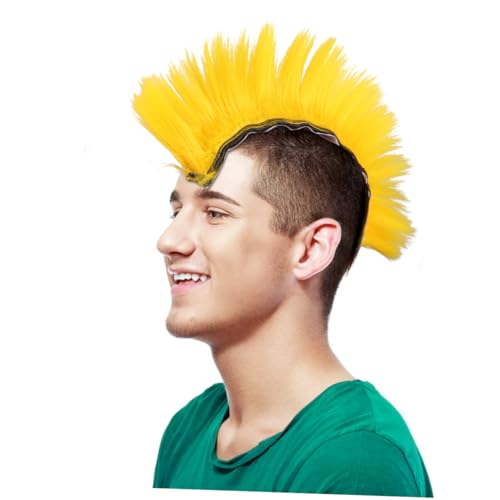 Yardenfun Halloween Perücke Kopfschmuck Farbige Cosplay Helm Deko mit Leicht zu Befestigen Karneval Party Accessoire Gelb von Yardenfun