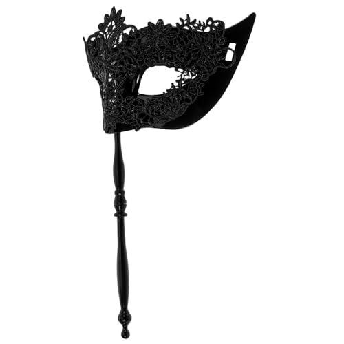 Yardenfun Handgehaltene Spitzen Maske mit Stab Venezianische Maskerade Damen Maske für Karneval Halloween Maskenball und Party Einzigartiges Design Tragbar von Yardenfun