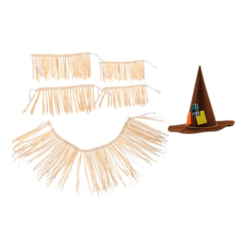 Yardenfun Hawaii Party Hula Rock Raffia Skirt mit Hexenhut Tropisches Kostüm für Damen und Herren Luau Performance Zubehör von Yardenfun