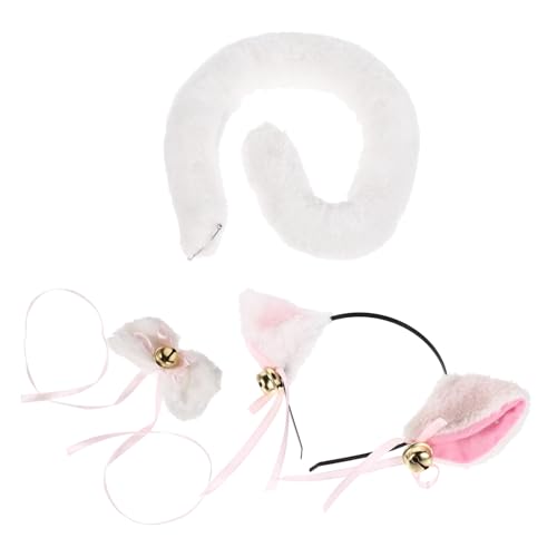 Yardenfun Katzenohren Haarreif mit Schleife und Dehnbarer Animal Cosplay Kopfschmuck für Mädchen Einteiliges Kostümzubehör für Halloween Karneval Fasching Fotorequisiten von Yardenfun
