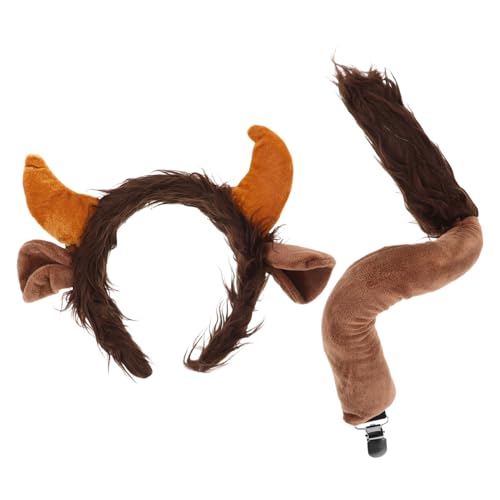 Yardenfun Kuhhörner Stirnband Set mit Realistisches Schwarzes Stierkostüm Zubehör für Erwachsene Schnelles An Ausziehen für Cosplay Halloween Weihnachtsfeiern von Yardenfun