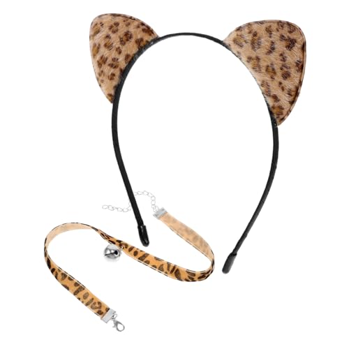 Yardenfun Leopardenmuster Katzenohren Stirnband mit Halskette Cosplay Zubehör für Halloween und Partys Bequemes Haarband für Damen Yardenfun Leopardenmuster Katzenohren Stirnband mit Halskette Cosplay Zubehör für Halloween und Partys Bequemes Haarband für Damen von Yardenfun