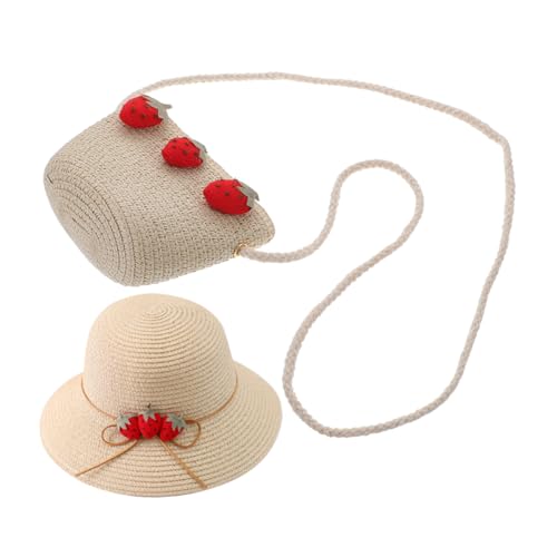 Yardenfun Mädchen Strohhut Set mit Umhängetasche Strandhut für Sonnenblende mit Süßer Tasche für Sommeraktivitäten für Strand Ausflüge und Alltagskleidung von Yardenfun