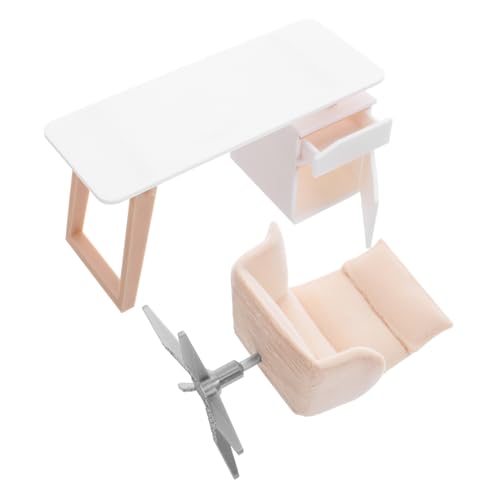 Yardenfun Maßstab Realistische Puppenhaus Möbel Detailgetreuer Mini Schreibtisch und Stuhl Langlebiges Miniatur Büro Zubehör für Kreative DIY Dekoration von Yardenfun