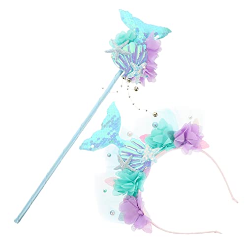 Yardenfun Meerjungfrau-stirnband Und Zauberstab Set Für Party Kostüm Requisite Cosplay Haarband Fee Prop Meerjungfrauen Krone Meerjungfrau Stab von Yardenfun
