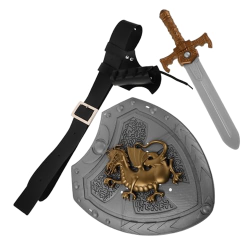 Yardenfun Mittelalterliches Ritter-kostüm Zubehör mit Römischem Schild Piratenschwert Gürtel und Schwertscheide Bequemes Langlebiges Cosplay-Set für Halloween Renaissance Rollenspiele von Yardenfun
