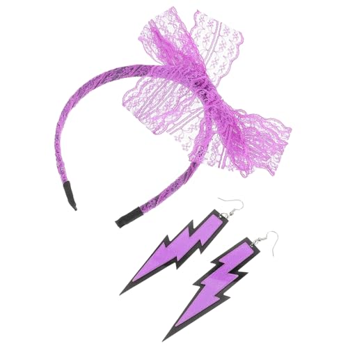 Yardenfun Neon Spitzen Schleifen Haarreif und Zarte Ohrringe für Damen Halloween Stirnband mit Retro Flair Leichtes Party accessoire für Mottopartys und Festliche Anlässe von Yardenfun
