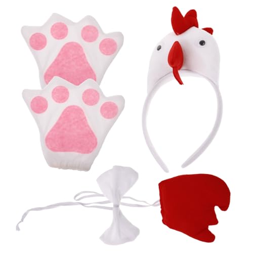 Yardenfun Niedliches Teiliges Huhn Cosplay Set mit Kopfband und Handschuhen Weiches Leichtes Kostümzubehör für Kindergeburtstag Tierparty Weihnachten und Maskenball von Yardenfun
