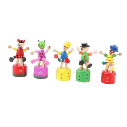 Yardenfun Pädagogisches Clown-Spielzeug Aus Holz 5-teiliges Set Tanzendes Schaukelspielzeug Für Jungen Und Mädchen Sichere Und Unterhaltsame Schreibtischdekoration von Yardenfun