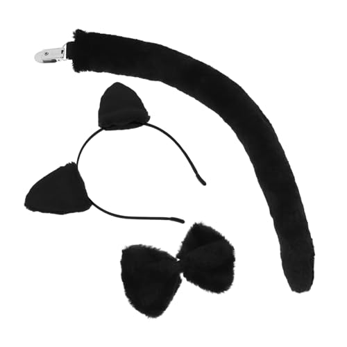 Yardenfun Plüsch Katzenohren Stirnband mit Robustem Eisen Flauschiger Katzenschwanz und Schleife Bequemes Cosplay Set für Damen für Halloween Karneval und Kostümpartys von Yardenfun