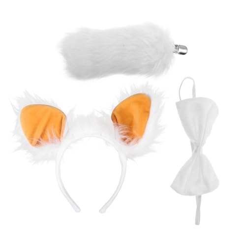 Yardenfun Plüsch Schafsohren Haarreif Cartoon Tierkostüm Accessoire Weiches Stirnband mit und Fliege für Cosplay Halloween Party von Yardenfun