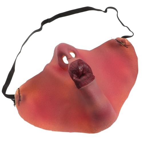 Yardenfun Realistische Halbe Menschliche mit Roter Lippe Verstellbares Elastisches Band Leichte Hautfreundliche Faschingsmaske für Halloween Karneval Party und Aprilscherz Auffälliges von Yardenfun