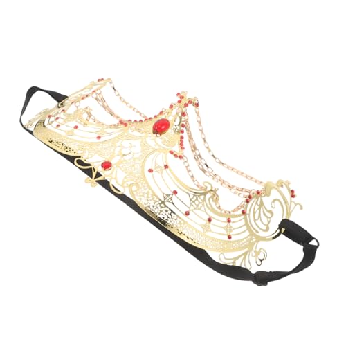 Yardenfun Rhinestone Tassel Half Face Chain Mask Leichtes Atmungsaktives Partygesichtsschleier Handgefertigte Halbschalen Maske für Karneval Halloween Maskenball und Cosplay von Yardenfun