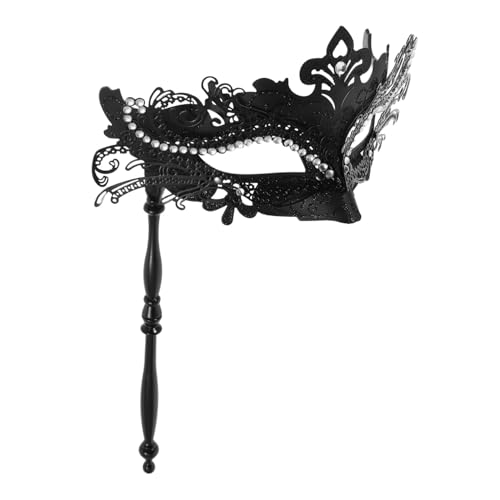 Yardenfun Schwarze Karnevalsmaske für Damen mit Abnehmbarem Stab Venezianische Maskerade Handmaske Verziert mit Drachenmuster für Prom Cosplay und Themenpartys von Yardenfun