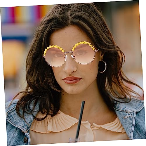Yardenfun Sonnenbrille Metallrahmen Rund Gelb Leicht Komfortabel Modisch Für Jungen Mädchen Party Weihnachten Karneval von Yardenfun