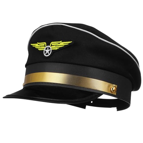 Yardenfun Verstellbarer Captain Kostümhut für Erwachsene Pilotenmütze für Karneval Cosplay Party Zubehör von Yardenfun