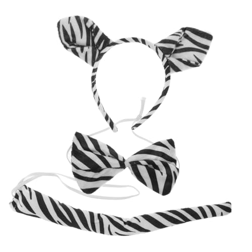 Yardenfun Zebra Kostüm Teiliges Halloween Festival Haarreif mit Zebra Ohren Stirnband und Schleife für Karneval Party Zubehör von Yardenfun