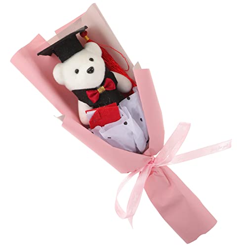 Yardwe 1 Bund Bärenstrauß Grad Blumenstrauß Stofftierstrauß Abschlussbär Der Klasse 2023 Abgänger Tragen Blumensträuße Für Frauen Fall Grad Bär Strauß Bär Abschluss Bär Mini Rosa Plastik von Yardwe
