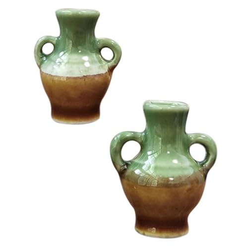 Yardwe 1 Keramikvase Modell Kleine Hausvase Miniaturmöbel Accessoire Miniaturdekor Puppenhausdekor Puppenhausminiaturen Vase Puppenhaus Vintage Vase Puppenhausvase Keramik Grün von Yardwe