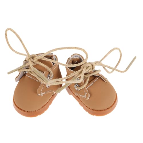 Yardwe 1 Paar Miniatur-puppenschuhe Mit Verstellbaren Schnürsenkeln, Mini-puppenschuhe Für Puppen, Zum Anziehen Und Fotografieren, Niedliche Miniatur-puppenschuhe von Yardwe