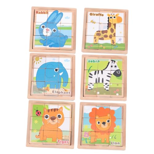 Yardwe 1 Satz 3D-dreidimensionales Bausteinspielzeug Kinderspielzeug Lustiger Puzzleblock Rätsel Zum Frühen Lernen Cartoon-Puzzle Kreatives Rätsel Puzzlespielzeug Puzzle-Block Holz von Yardwe