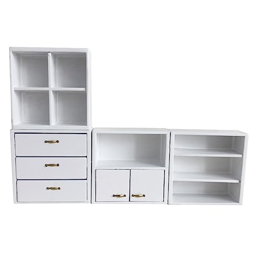 Yardwe 1 Satz 4 Stück Mini-möbel Puppenhaus Minischrank Puppenhaus Mini Schrank 1:12 Haushaltsverzierung Mini-tischdekoration Puppenhausmöbel 1/12 Hausmodell Mini -heimmöbel Weiß Hölzern von Yardwe