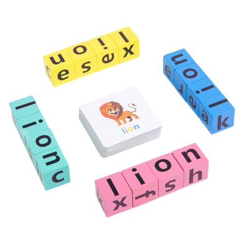 Yardwe 1 Satz Baustein-Puzzle- Vorschulkindergartenspiel Alphabet-Rechtschreibspiel frühe Lernspiele Wörter Karten Alphabet- Rechtschreibspiele Ahorn von Yardwe