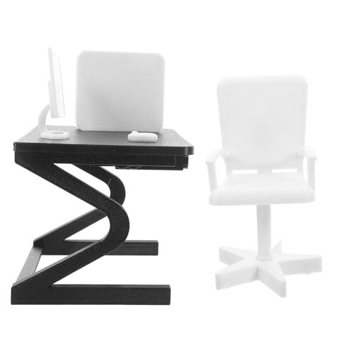 Yardwe 1 Satz Büro Tisch und Stuhl mit Computer Zubehör für Puppenhaus Dekoration Kreatives für Sammler Yardwe 1 Satz Büro Tisch und Stuhl mit Computer Zubehör für Puppenhaus Dekoration Kreatives für Sammler von Yardwe