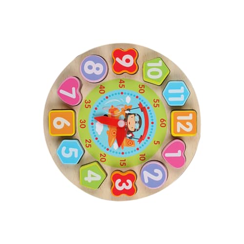 Yardwe 1 Satz Digitaler Lernspielzeug Uhr für Zeitlernspielzeug mit Passenden Blöcken Holzspielzeug zur Form und Farberkennung für Jungen Alter von Jahren von Yardwe