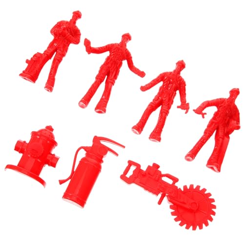 Yardwe 1 Satz Feuerwehrmannschaften realistische Miniatur-Feuerwehrmänner Menschen Figuren Minifiguren dekorative Feuerwehrmann-Actionfigur People -Figurenmodell Plastik rot von Yardwe