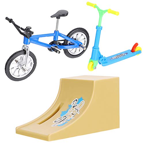 Yardwe 1 Satz Fingerrad Miniatur Sportroller Mini -Fahrrad Winzig Roller Für Fingerbike Mit Rampe Fingerscooter Finger Fahrradrampe Plastik Blue von Yardwe