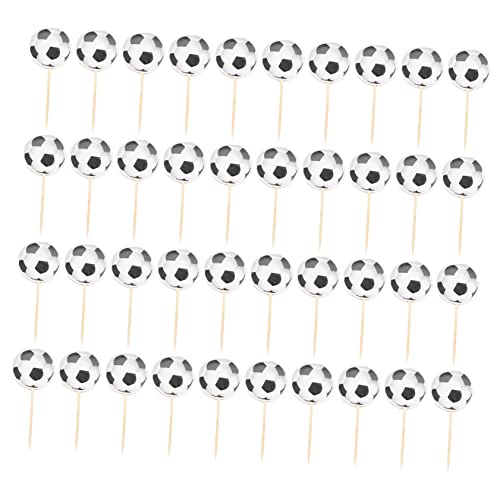 Yardwe 1 Satz Fußball Zahnstocher Flagge Kuchen Ornament Muffin Topper Party Kuchen Topper Cupcake Topper Party Dessert Dessert Einsatz Topper Fußball Kuchen Topper 24 Stück von Yardwe