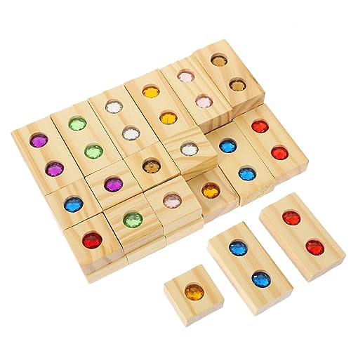Yardwe 1 Satz Holz Bauspielzeug mit Glitzersteinen Teiliges Lernspielzeug für Kreativität und Formenerkennung für Motorische Fähigkeiten und Logisches von Yardwe