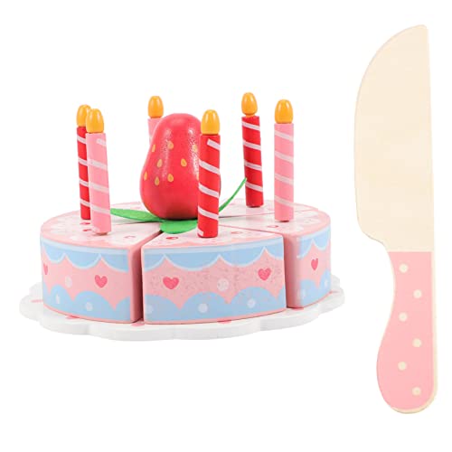 Yardwe 1 Satz Holz Simulation Geburtstagskuchen Schneide Kuchen für Rollenspiel Küchenzubehör Nordic Prinzessinnen Party Dekoration aus Hochwertigem Naturholz von Yardwe