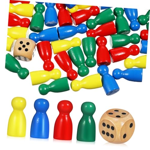 Yardwe 1 Satz Holzspielsteine für Brettspiele Würfel für Farbenfrohe Kinderfreundliche Spielfiguren für Interaktive Spielabende von Yardwe