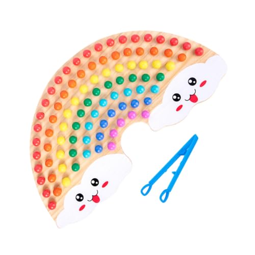 Yardwe 1 Satz Holzspielzeug Regenbogen Clipper Beads Brettspiel für Interaktives Montessori Lernspielzeug Feinmotorik und Intelligenzentwicklung für Vorschulkinder von Yardwe