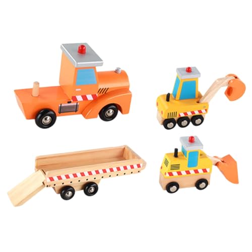 Yardwe 1 Satz Ingenieursfahrzeug aus Holz für Kleinkind puppenwagen spielautos für Holz LKW Set kleines technisches Fahrzeug Bauwagen-Modell hölzern von Yardwe