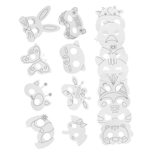 Yardwe 1 Satz Kindermalbuchmaske Erwachsene Weiß Kaninchen Tier für Karikatur DIY Augenmaske handgemachte leere Masken leere Cosplay-Masken DIY-Malmasken Papier von Yardwe