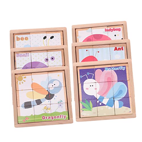 Yardwe 1 Satz Kinderspielzeug Lustiger Puzzleblock Puzzle-Block Puzzlespielzeug Rätsel Zum Frühen Lernen Cartoon-Puzzle Kreatives Rätsel Kinderpuzzle Holz von Yardwe