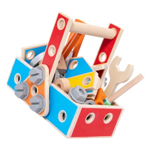 Yardwe 1 Satz Kinderwerkzeugspielzeug Lernspielzeug aus Holz Lernwerkzeug Holzwerkzeuge versorgen Interaktives Kinderspielzeug Kindergeschenk hölzern Bunt von Yardwe