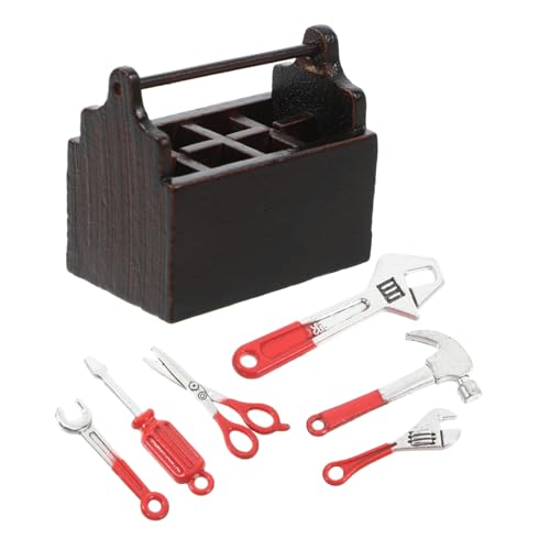 Yardwe 1 Satz Kleine Werkzeugkiste Mini Hausmöbel Mini-werkzeugkasten- Werkzeugkasten Foto-Requisite Spielzeughaus Prop Mini-möbelmodell Miniaturhauszubehör Holz von Yardwe